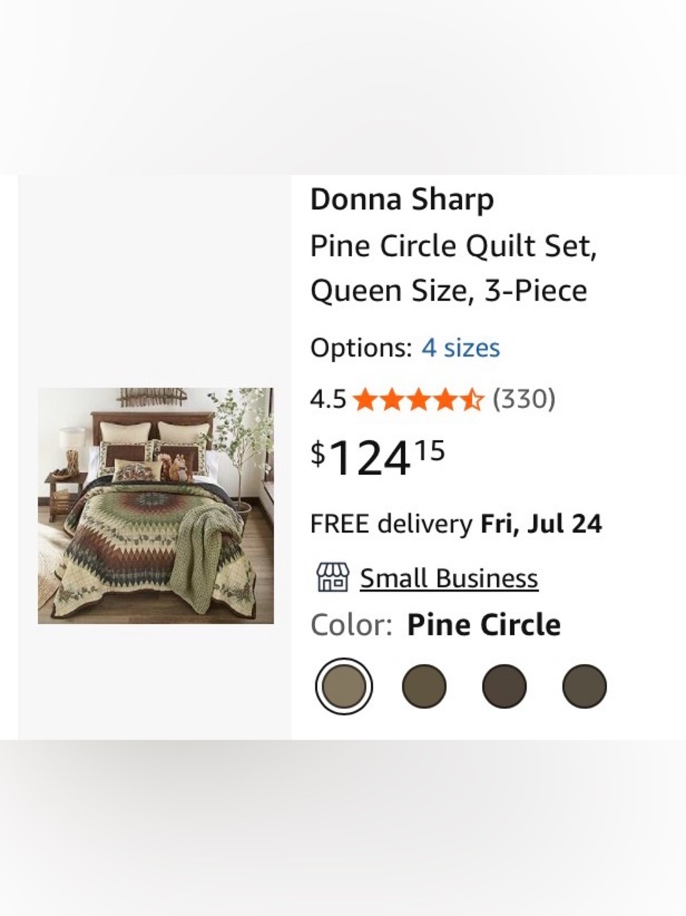 NEW Donna Sharp Pine Circle Quilt Set - Pine Circle, Queen 2 Shams